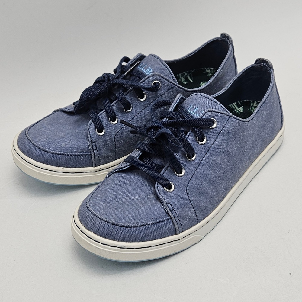 LL Bean Women Blue Canvas Sneakers Low Top Lace Up Shoes 505886 Size 7.5 Medium